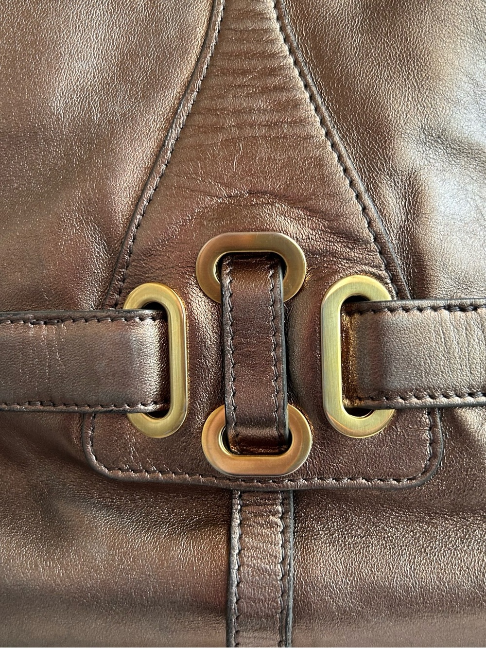 Jimmy Choo Classic Metallic Bronze Leather Tulita Hobo  Shoulder Bag - Picture 4 of 12